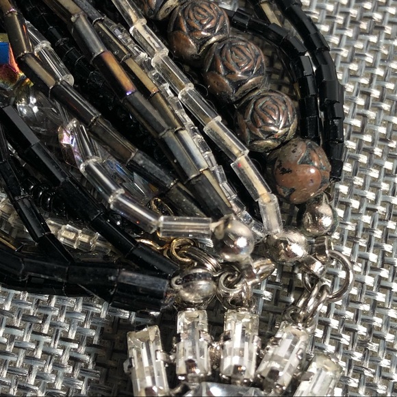 Multi Strand Bead Necklace with Rhinestone Clasp - Picture 6 of 6